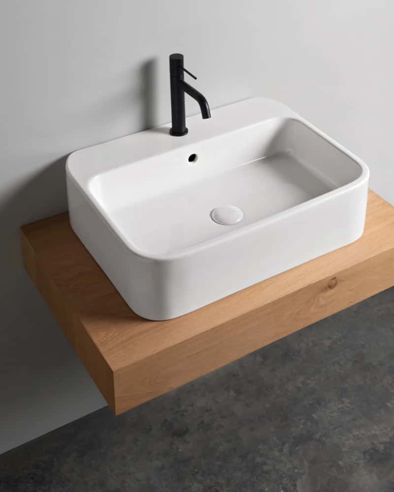 Lavabo 60×45 cm da appoggio o sospeso, vasca ampia - Collezione Cosa | KoseDiCasa