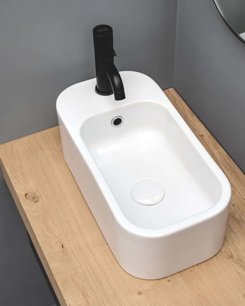 Lavabo piccolo 48×25 cm salvaspazio, da appoggio o sospeso - Collezione Cosa | KoseDiCasa
