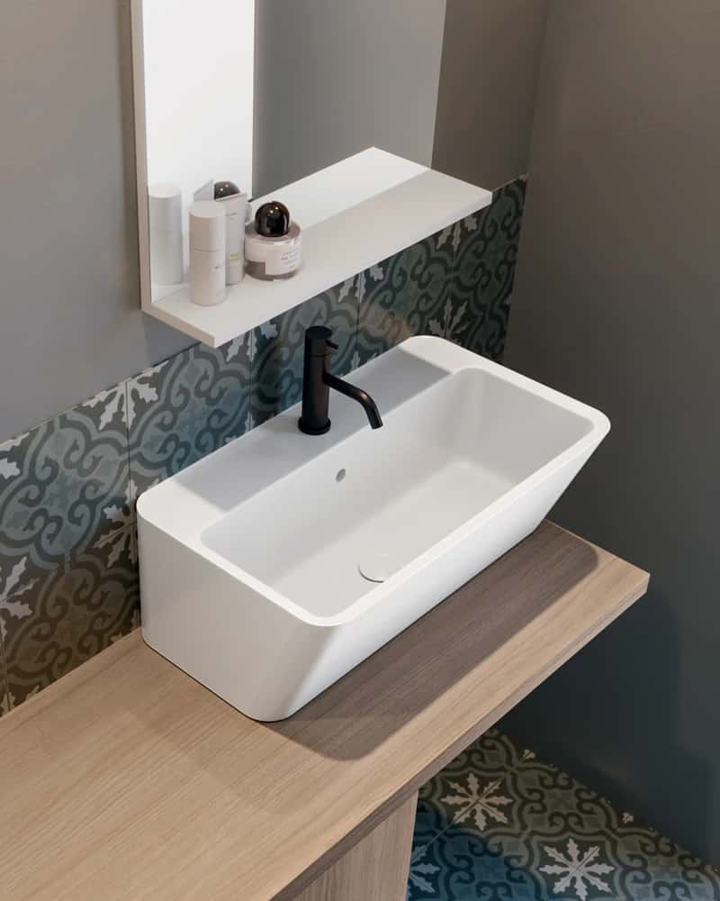 Lavabo 70×40 cm largo, da appoggio o sospeso - Collezione wynn | KoseDiCasa